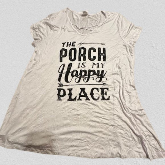 White "The Porch is my Happy Place" Design Shirt - Picture 6 of 10